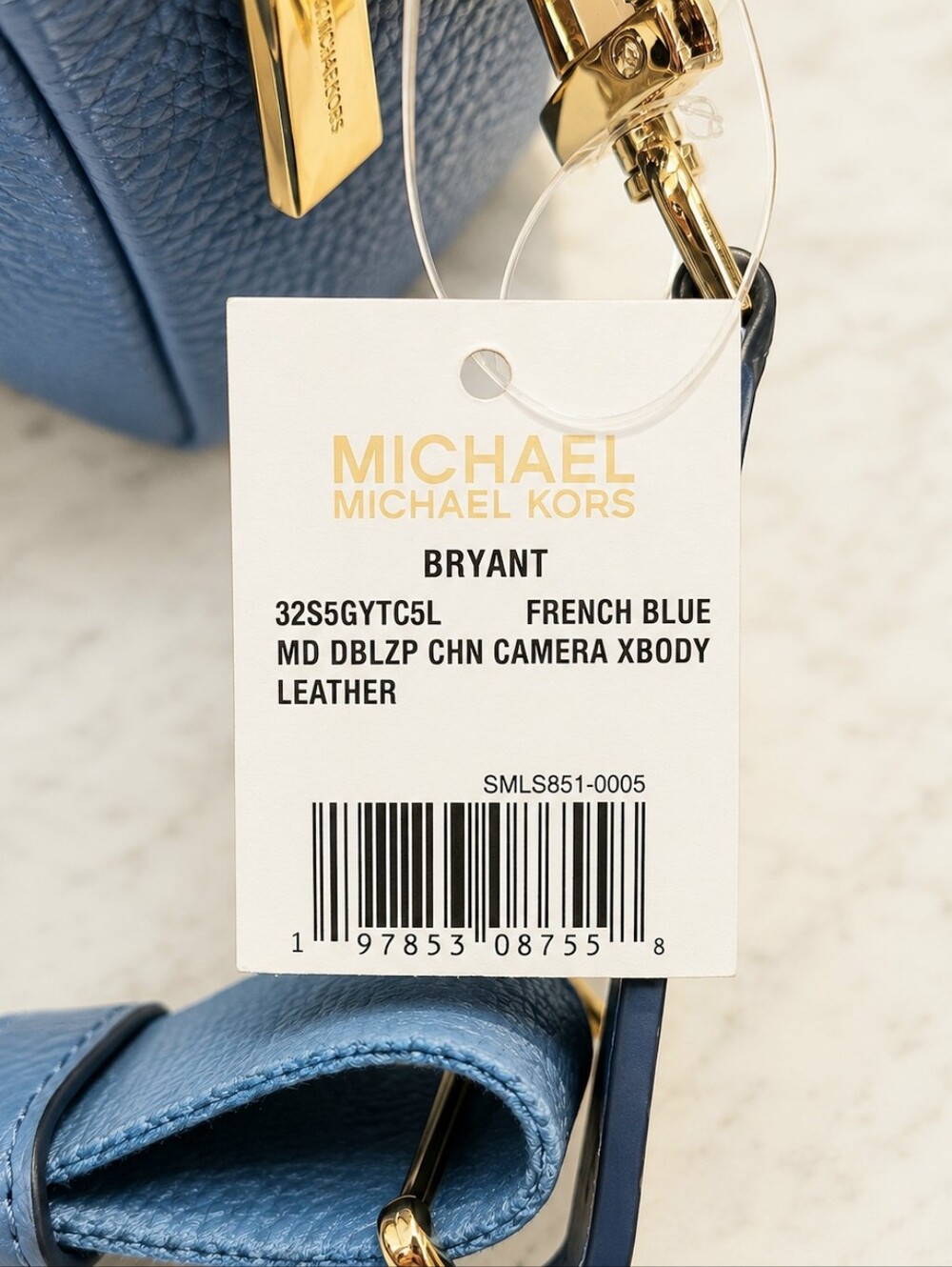 NWT Michael Kors Bryant Medium Camera Crossbody French Blue Pebbled Leather - Picture 8 of 9